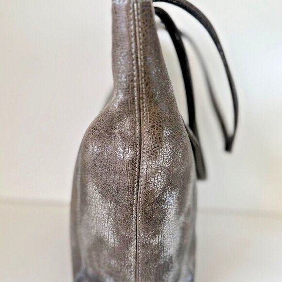 Sondra Roberts Squared Hand Shoulder Bag/Tote Brown Iridescent Silver Metallic - Picture 5 of 16